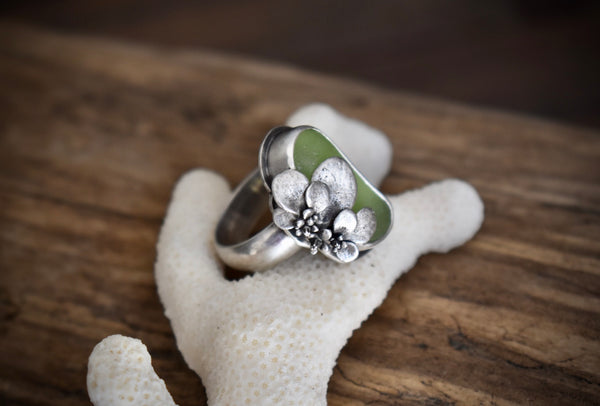 Sea Glass and Succulent Ring-Gorgeous Green