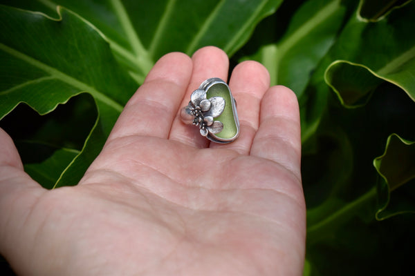 Sea Glass and Succulent Ring-Gorgeous Green