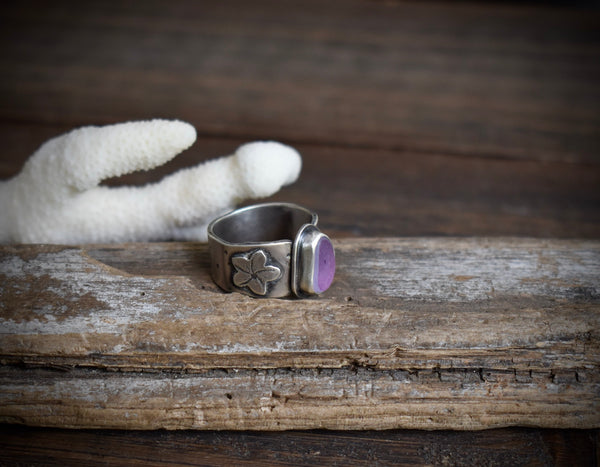 Plumeria Sea Glass Ring