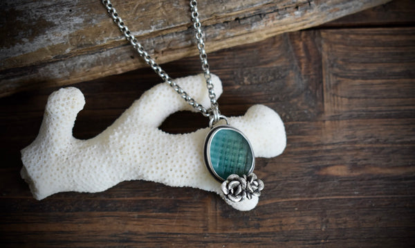 Floral Sea Glass Ohajiki Necklace