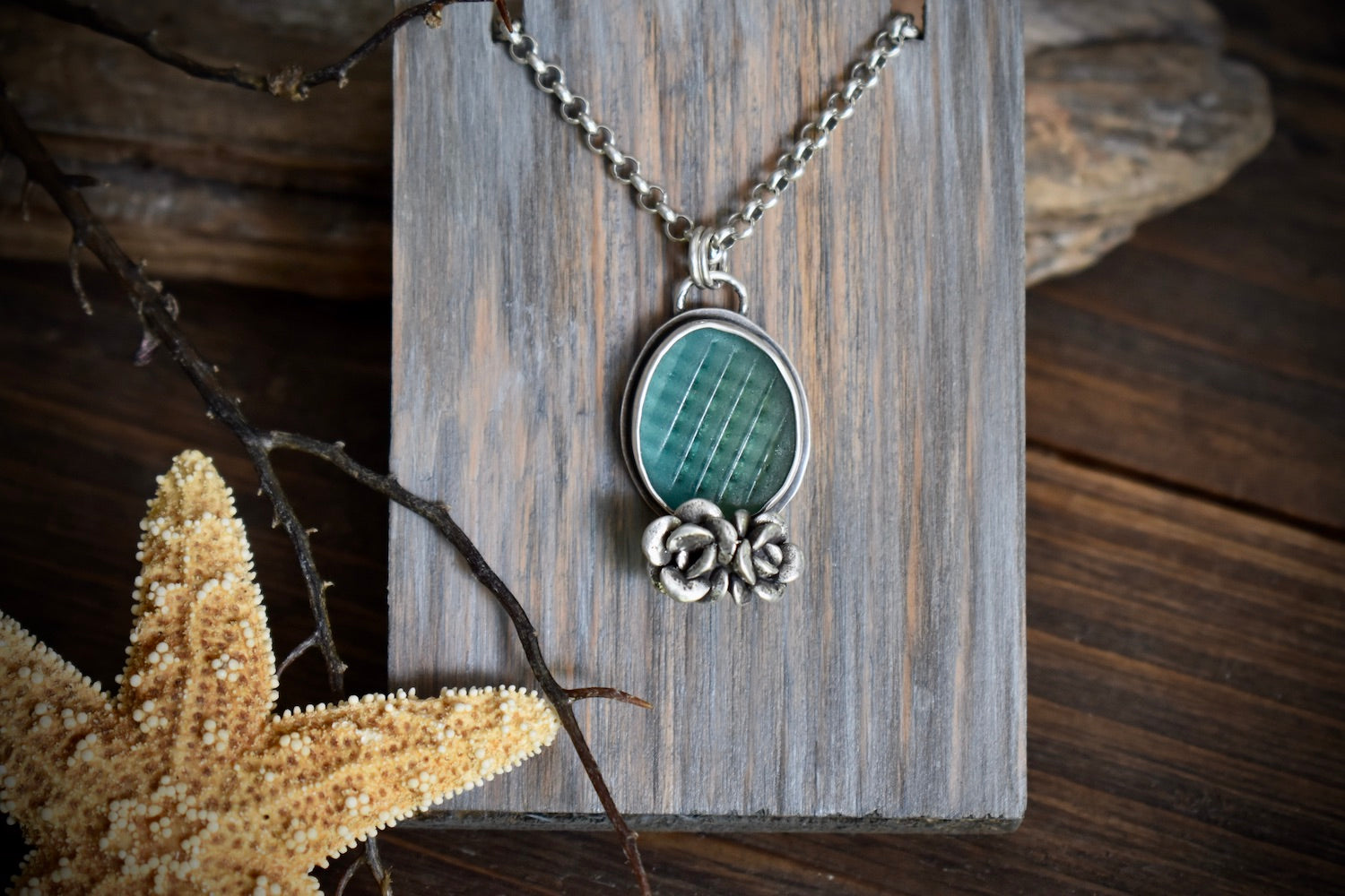 Floral Sea Glass Ohajiki Necklace