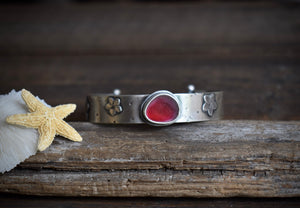 Sea Glass Plumeria Cuff