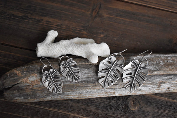 Monstera Leaf Earrings-Large