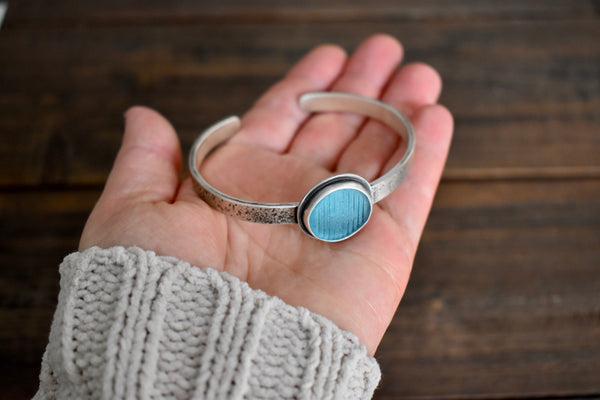 Ohajiki Sea Glass Cuff in Blue