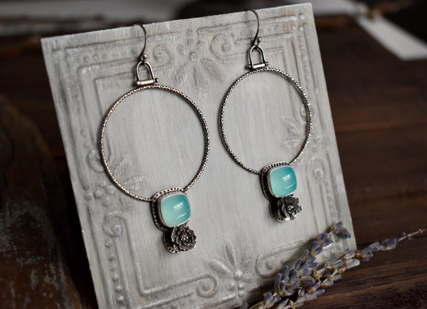 Chalcedony Swinging Hoops