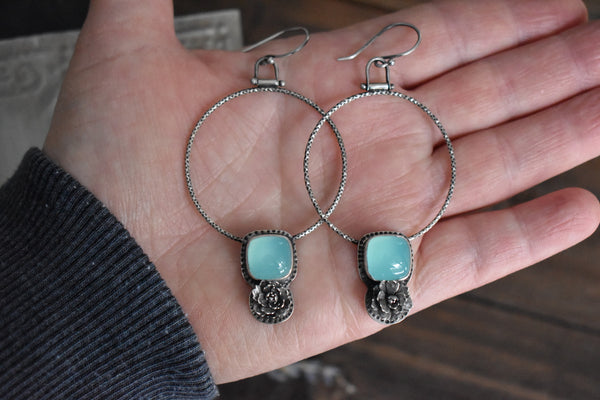 Chalcedony Swinging Hoops