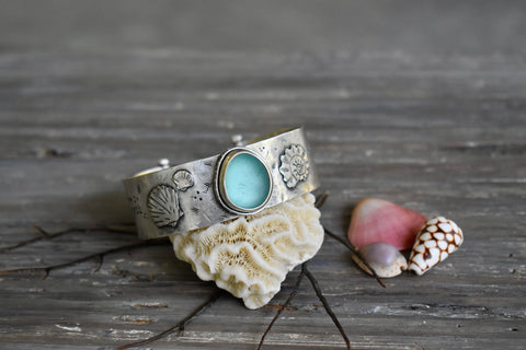 Sea Glass "Story" Cuff in Aqua