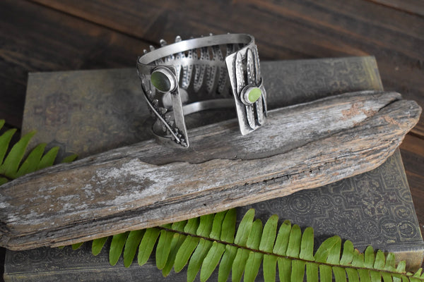 Sword Fern Sea Glass Cuff