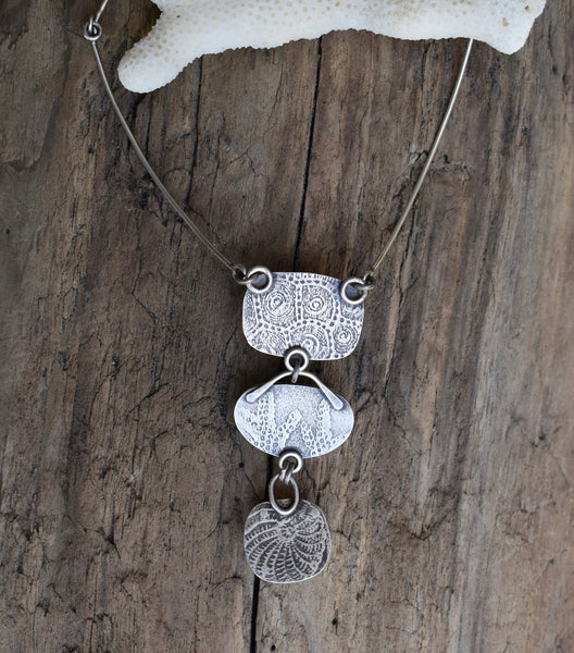 Fossil and Sea Glass Trio Necklace